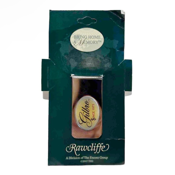 Rawcliffe Gilbro Since 1973 Metal Money Clip 2002 Silver Tone Encore Group Decal - Picture 2 of 7